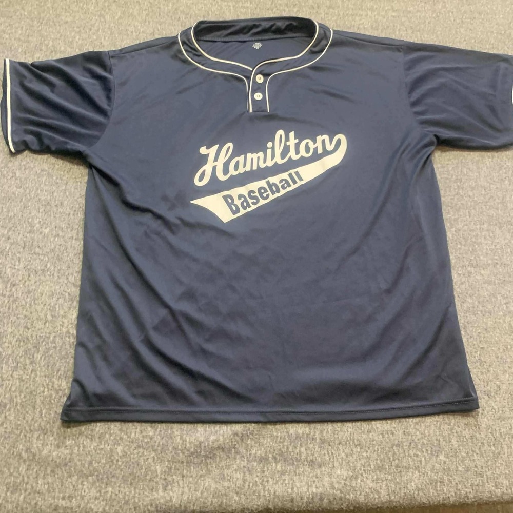 Hamilton Baseball Jersey Adult 2X Navy Blue Short Sleeve Sportswear Top Shirt